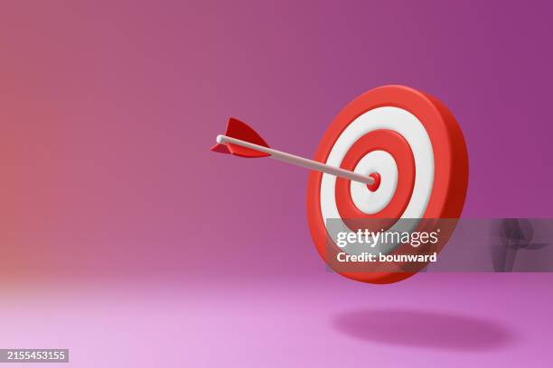 stockillustraties, clipart, cartoons en iconen met 3d red target with arrow in center. vector - richten