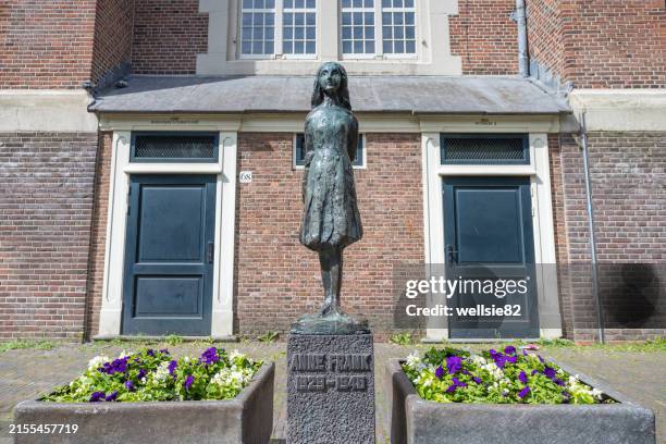 anne frank monument - holocaust stock pictures, royalty-free photos & images