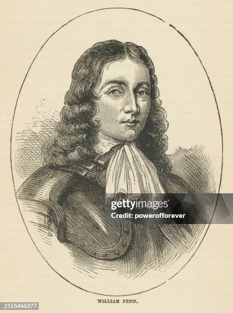 william penn - 17th century - protestantism stock illustrations