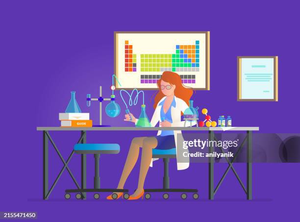 scientist - laboratory table stock illustrations
