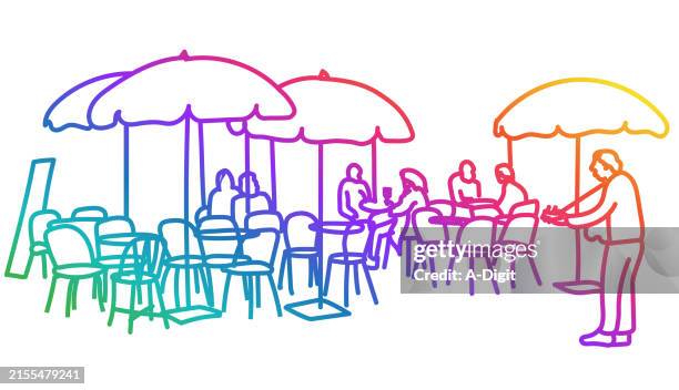 busking or dining rainbow - busker stock illustrations
