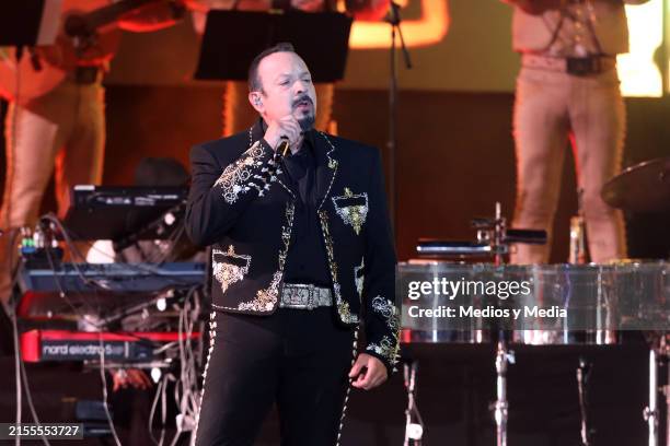 Pepe Aguilar performs on stage during a concert at Arena Ciudad de Mexico on May 31, 2024 in Mexico City, Mexico.
