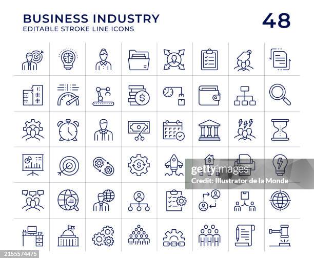 business industry line icons - warehouse manager stock illustrations