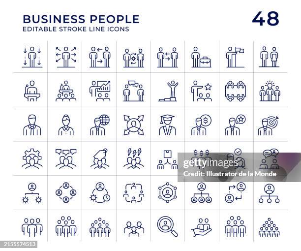 geschäftsleute linie symbole - geschäftsleute stock-grafiken, -clipart, -cartoons und -symbole