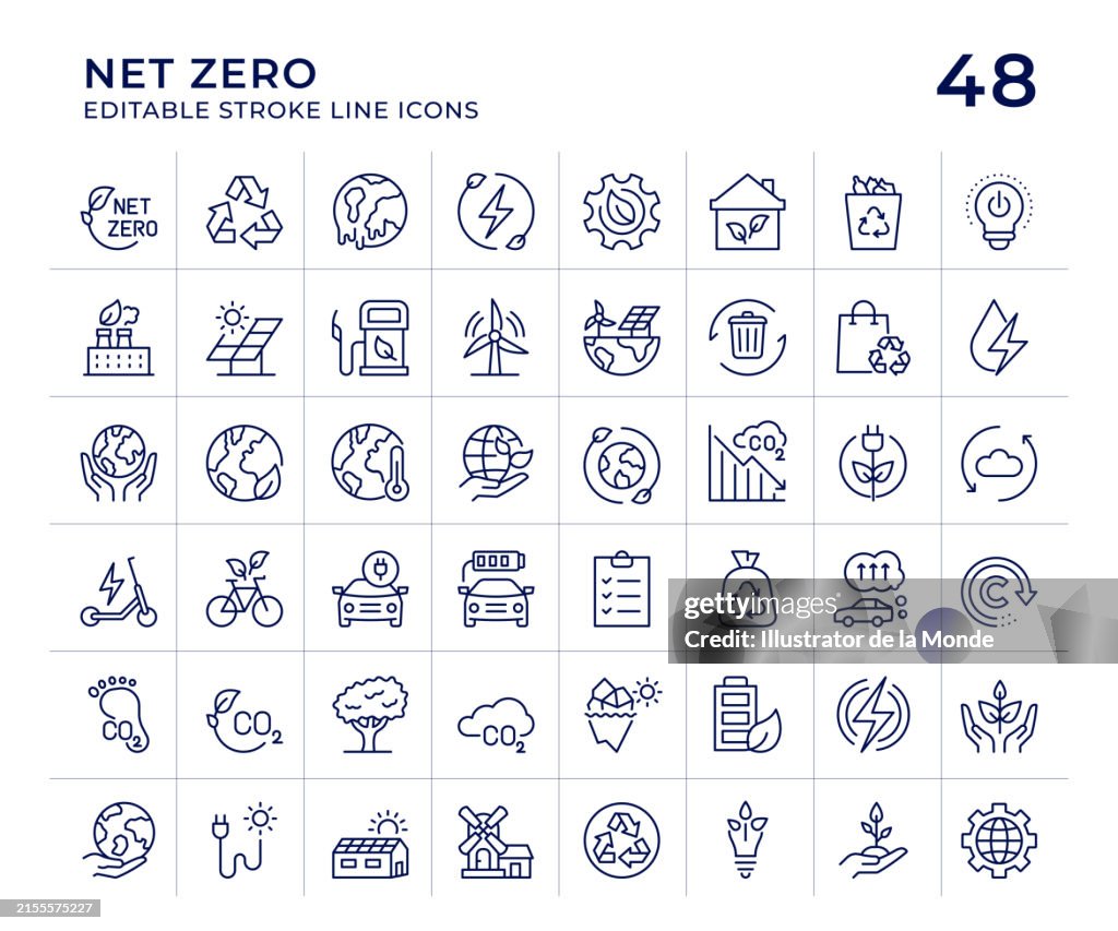 Net Zero Line Icons