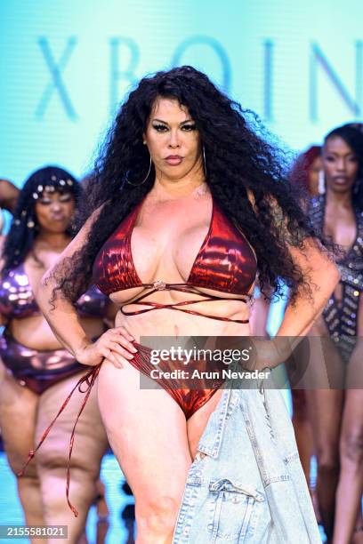 Designer GinaMarie Xocal appears at the finale of the runway for the Xbqini fashion show during the Miami Swim Week Powered By Art Hearts Fashion at...