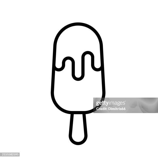 ice cream icon with editable stoke - ice cream bar stock illustrations