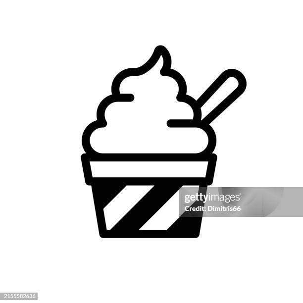 ice cream icon with editable stoke - gelato stock-grafiken, -clipart, -cartoons und -symbole
