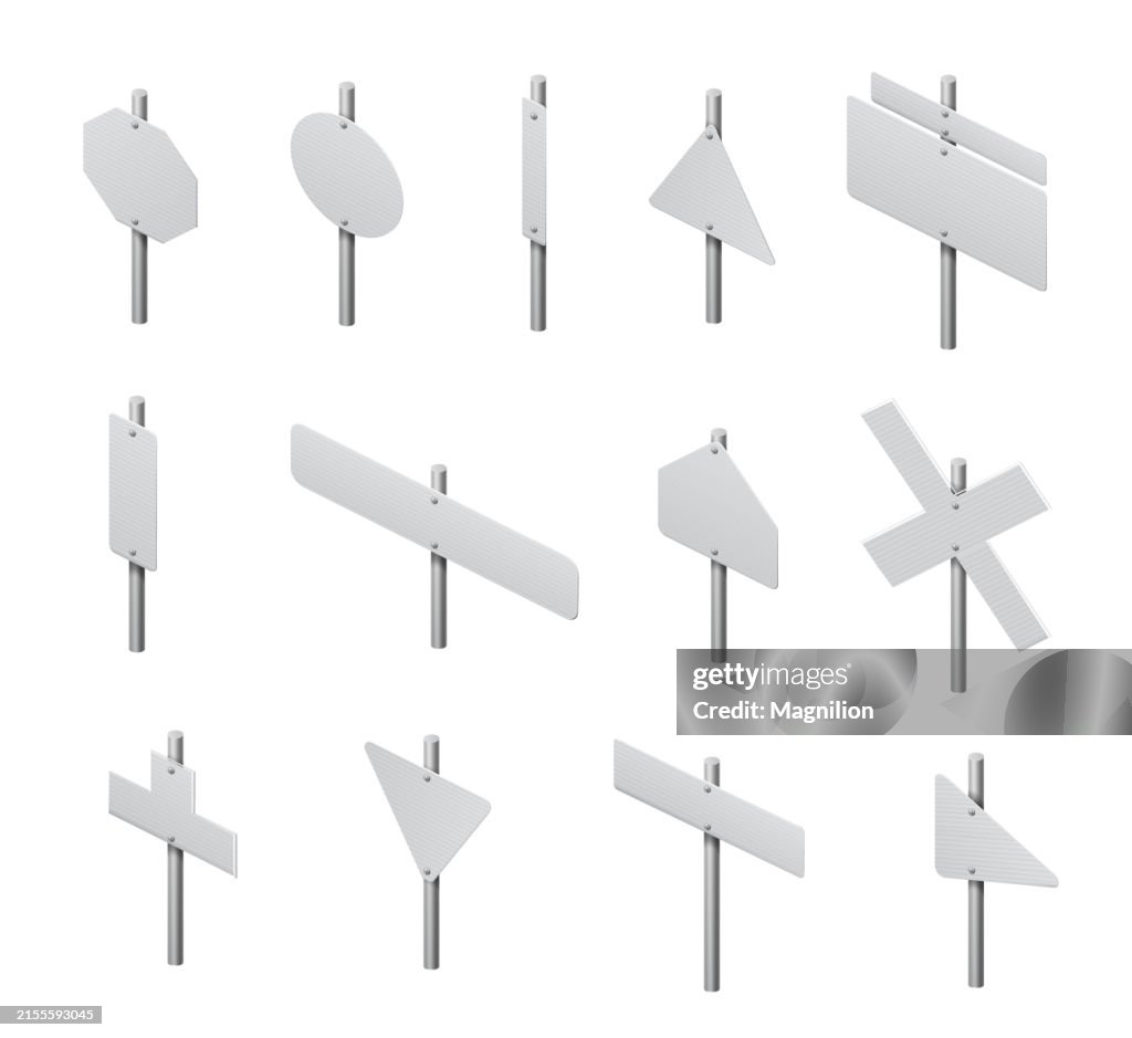 Sign Posts. Types Usa Blank Road Sign Posts Collection Isometric Vector High-Res Vector ...