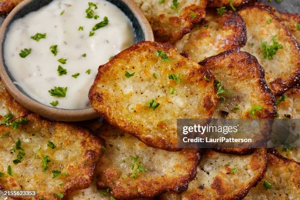 the viral crispy cottage cheese crisps - ranch dressing stock pictures, royalty-free photos & images