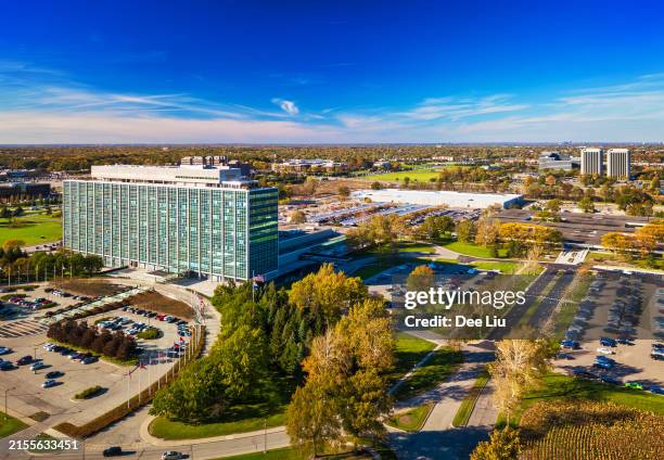 dearborn, michigan aerial during autumn - detroit michigan stock pictures, royalty-free photos & images