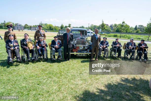 Richard Hammond and veterans pose with Field Marshal Montgomery's Rolls Royce at the Royal British Legion’s commemorative event at the British...