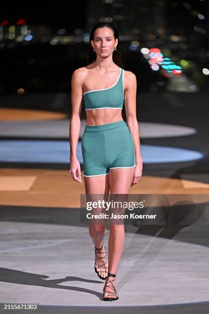 Model walks the runway for ACACIA Resort 2025 Runway Fashion Show during Paraiso Miami Swim Week at 1111 Lincoln Road on June 01, 2024 in Miami...