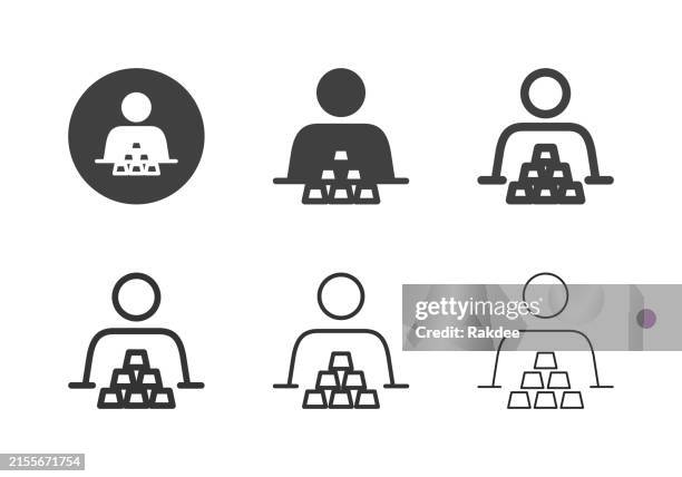 human with gold bar icons - multi series - treasury stock illustrations