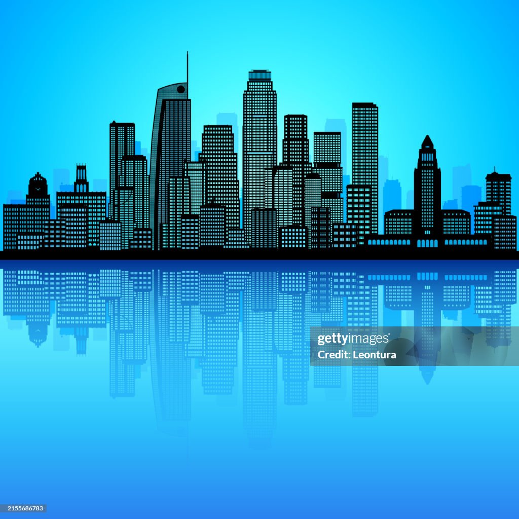 Los Angeles Skyline Silhouette (All Buildings Are Complete and Moveable)