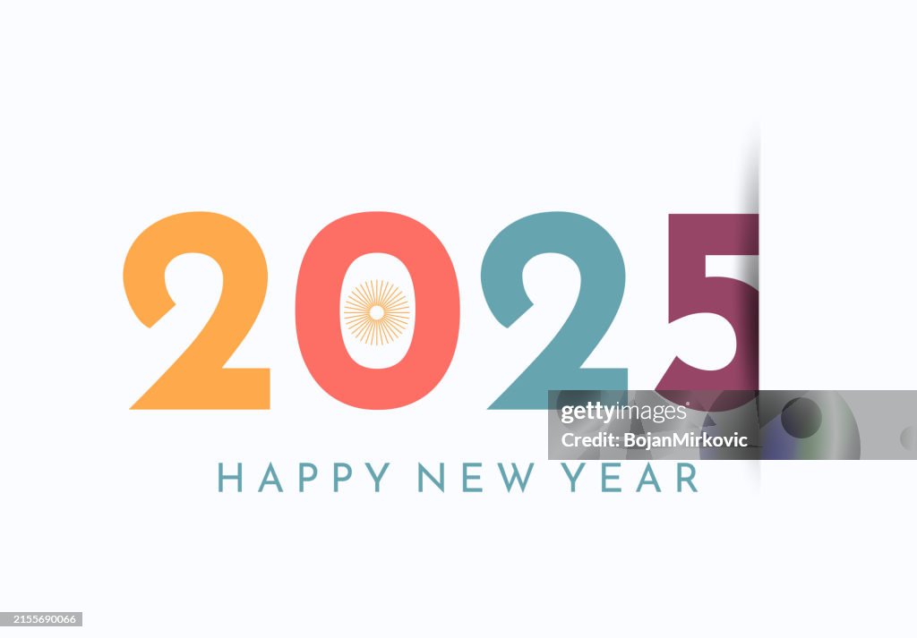 2025 Happy New Year Colorful Card Background Vector HighRes Vector
