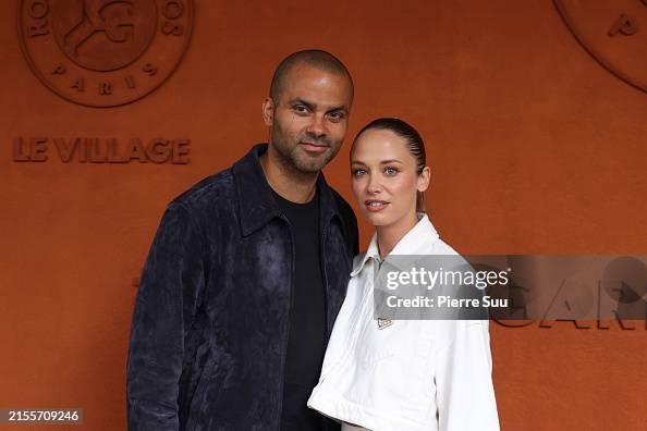 Tony Parker and Agathe Teyssier attend the 2024 French Open at Roland