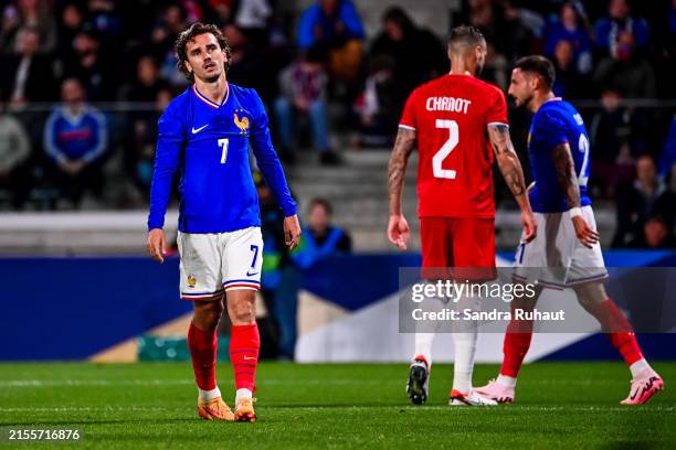 Antoine GRIEZMANN of France looks dejected after miss a chance to score a goal during the friendly match between France and Luxemburg at Stade...