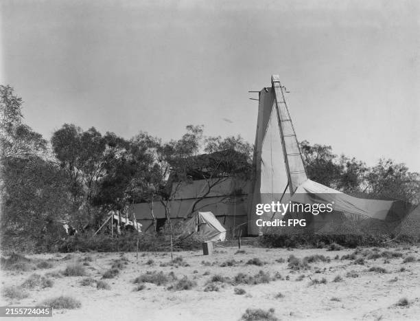 The camp of the Lick Observatory-Crocker Eclipse Expedition, as seen from the southeast, showing the polar axis carrying the Floyd Camera and the...