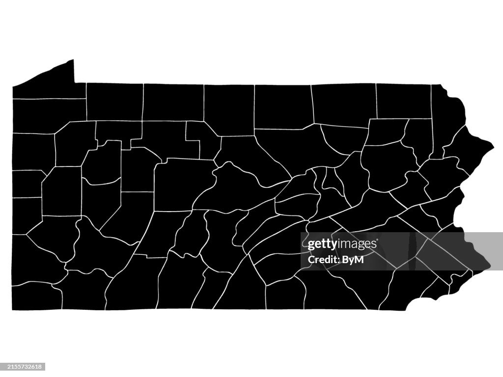 Doodle freehand drawing of Pennsylvania state map