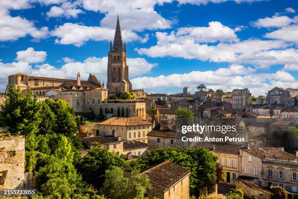 saint emilion, with a beautiful sky. bordeaux, france - bordeaux stock pictures, royalty-free photos & images