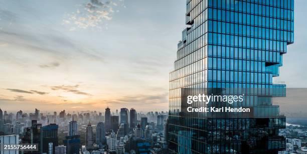 bangkok skyline at sunrise - bangkok art culture centre stock pictures, royalty-free photos & images