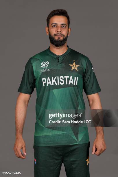 Imad Wasim of Pakistan poses for a portrait prior to the ICC Men's T20 Cricket World Cup West Indies & USA 2024 on June 02, 2024 in Dallas, Texas.