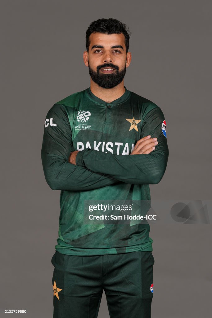 Shadab Sign Shadab Khan of Pakistan poses for a portrait prior to the ICC Men's ...