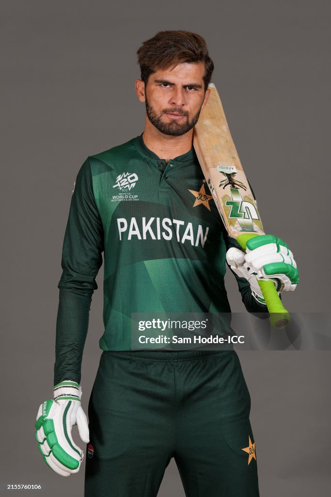 Pakistan Waheed L Shaheen Shah Afridi of Pakistan poses for a portrait prior to the ICC ...