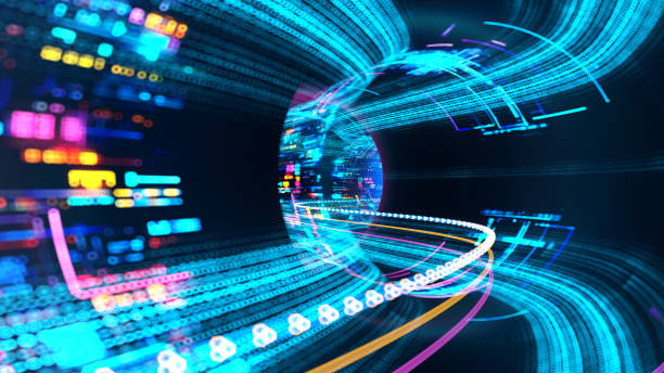 digital data tunnel. information flow - data-technology stock pictures, royalty-free photos & images