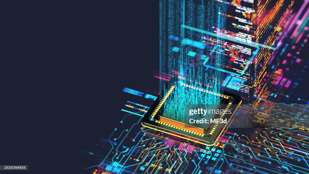 Artificial Intelligence, concept CPU - quantum computing