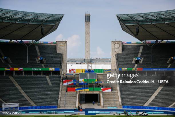 General view of the Olympiastadion ahead of UEFA EURO 2024 Germany at Olympiastadion on June 7, 2024 in Berlin, Germany.
