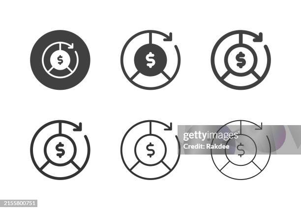 financial proportion icons - multi series - dollar general stock illustrations