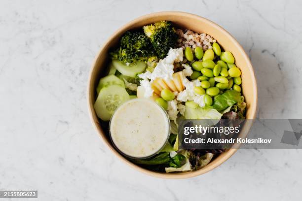 take out balanced food. cardboard reusable box with healthy food. - dietary fiber stock pictures, royalty-free photos & images