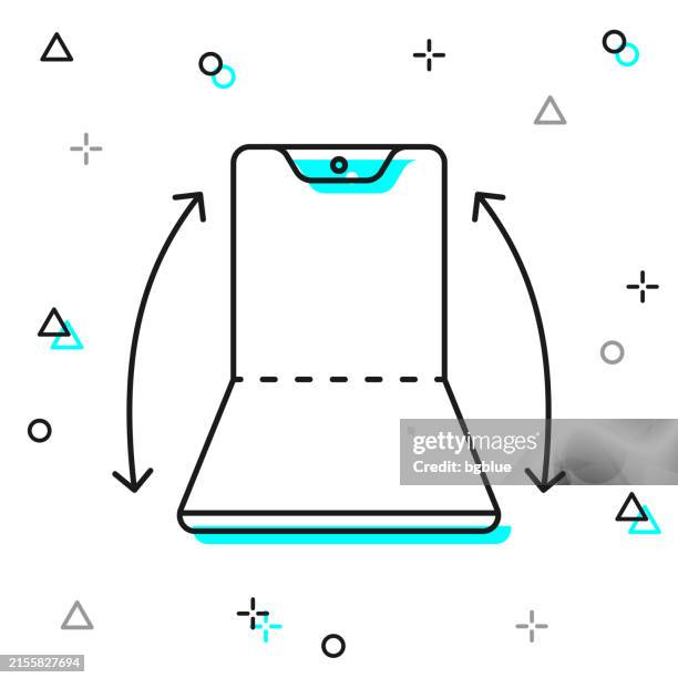 foldable smartphone. line icon on white background - iphone blank screen stock illustrations