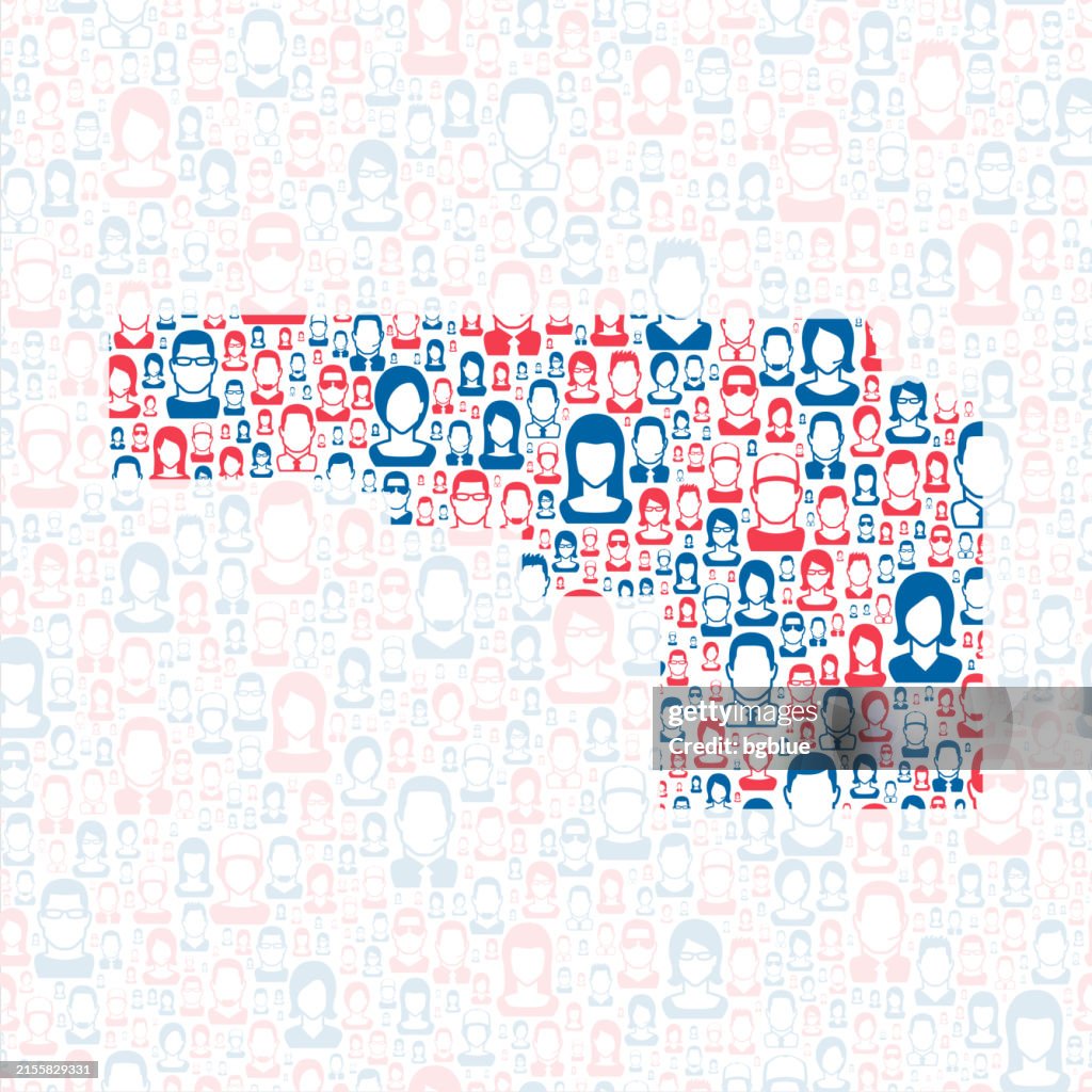 Bonneville County, Idaho. Map with blue and red People