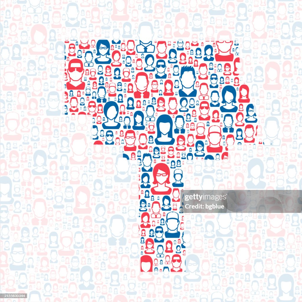 Grant County, New Mexico. Map with blue and red People