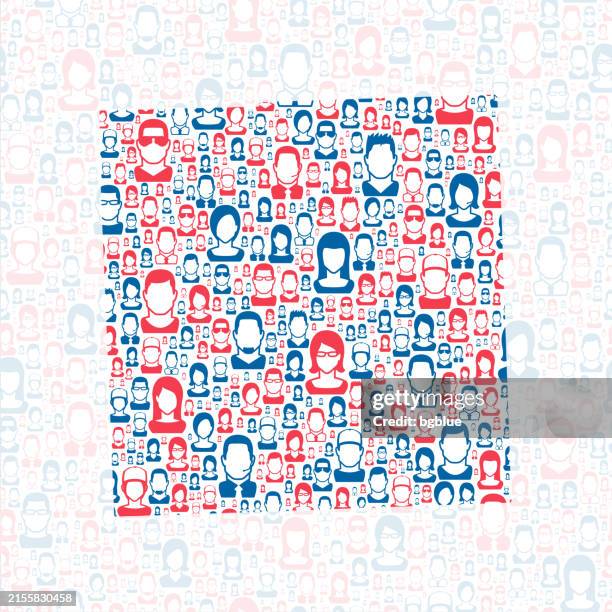 oakland county, michigan. map with blue and red people - oakland county michigan stock illustrations