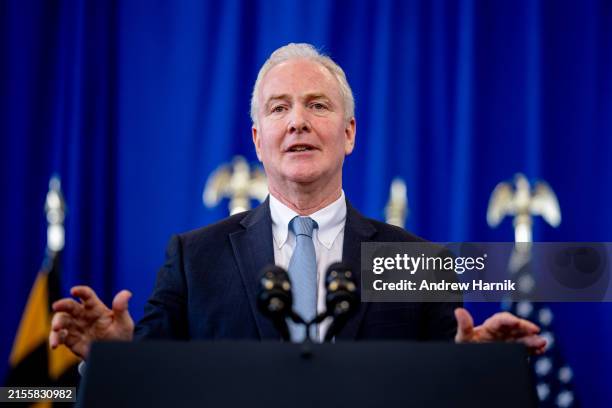 Sen. Chris Van Hollen speaks at a campaign event for Maryland Democratic candidate for U.S. Senate and Prince George's County Executive Angela...