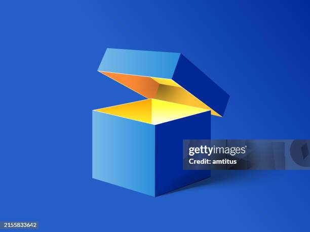illustrazioni stock, clip art, cartoni animati e icone di tendenza di scatola luminosa blu - confezione regalo