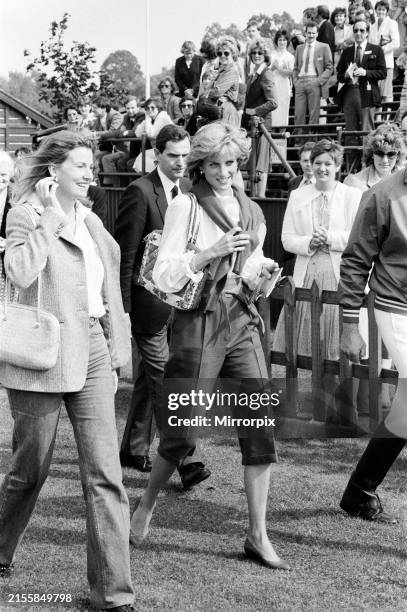 Diana, Princess of Wales watching her husband play polo at Smith's Lawn, Windsor Great Park, 25th May 1983.