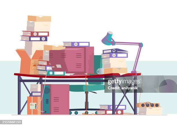 ilustrações de stock, clip art, desenhos animados e ícones de paperwork - grupo grande de objetos