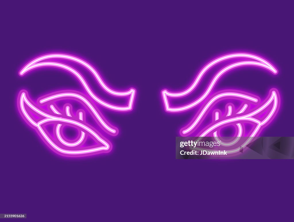 Drag Queen eyes retro synthwave neon sign design