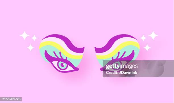 stockillustraties, clipart, cartoons en iconen met drag queen eyes pink pastel colors - travestiet
