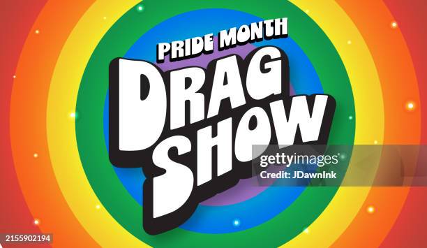 pride month june drag show greeting text design web banner template with rainbow - pride logo stock illustrations