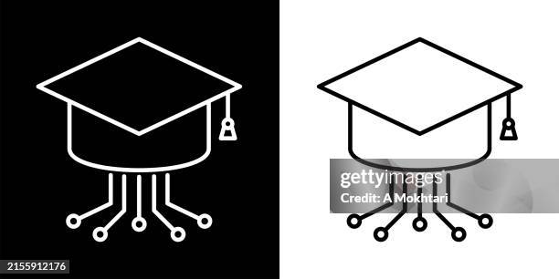 artificial intelligence learning icon. - graduation vector stock illustrations