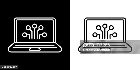 Laptop artificial intelligence icon. Laptop artificial intelligence icon.