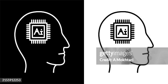 Human head icon with technology, computer intelligence... Human head icon with technology, computer intelligence...