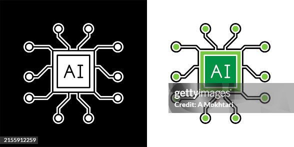 Artificial intelligence chip icon. Artificial intelligence chip icon.