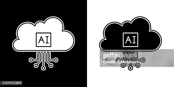 Cloud computing icon with artificial intelligence. Cloud computing icon with artificial intelligence.